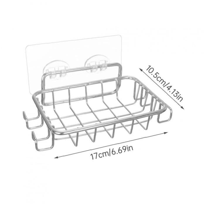 Porte-Savon,2 PCS Porte-Savon Adhésif à Fixation Murale En Acier Inoxydable Porte Eponge Plateau De Rangement Durable Pour Salle De Bain Et Cuisine Sans Percage Noir 87063940