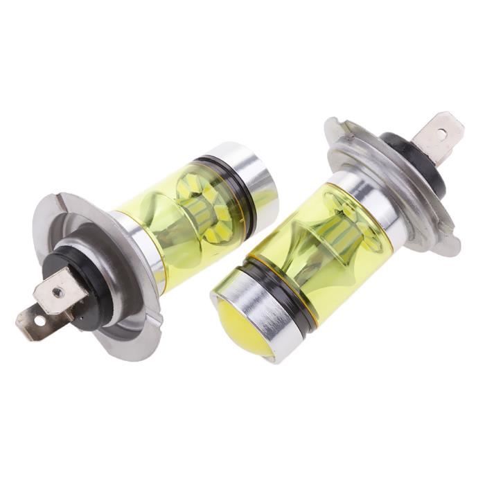 Ampoules H7 LED 12LED 1000LM – Phares Voiture 3000K Jaune 24W Anti-Brouillard, Lot De 2