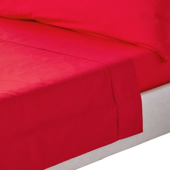 Drap Plat Piqué Uni En Percale De Coton - 240x310 Cm - Rose