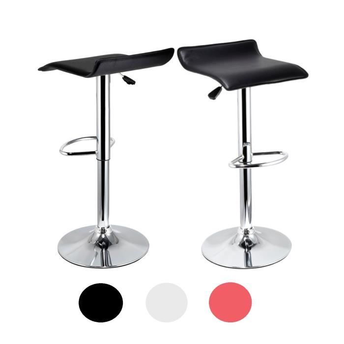 Tabouret de bar CIFUNZERO en similicuir style européen simple à plateau carré lot de 2 noirs