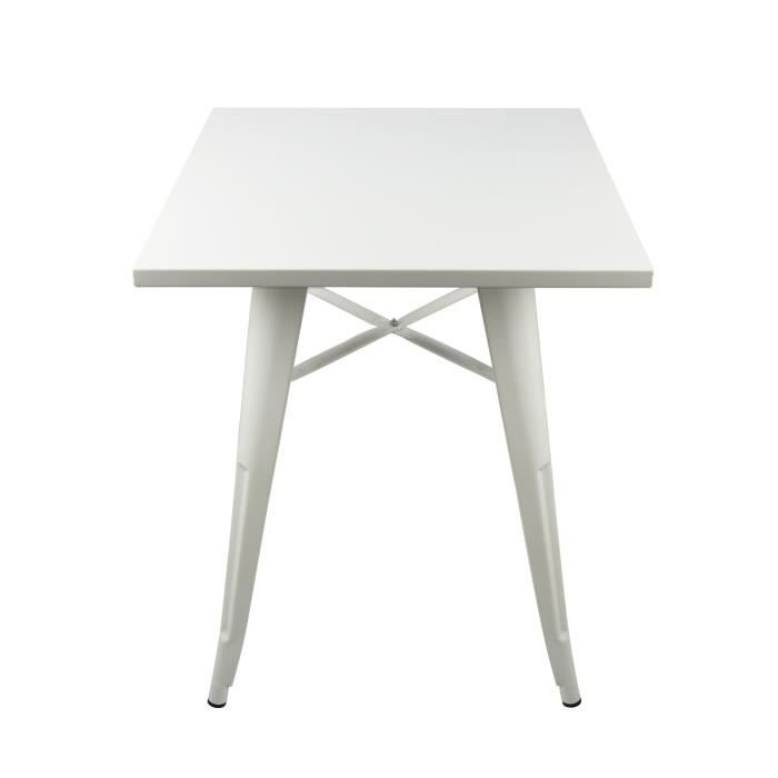 huole. table haute carrée 60x60x75cm - mange debout style industriel en métal blanc