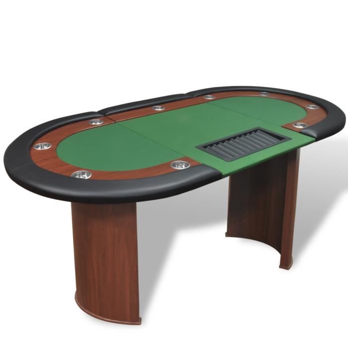 table poker avec lieu de croupier et bac de jetons 10 joueurs vert pour casino fete pratique durable cdiscount jeux jouets