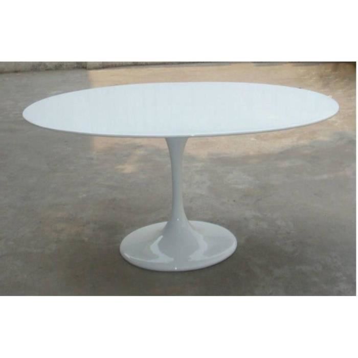 Table De Repas Design Tulipe Ovale Laque Blanche Achat Vente