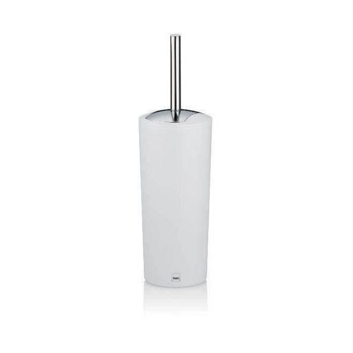 Brosse WC Kela Pulcro - Manche Acier Inoxydable - Tête Remplaçable Diamètre 7,5cm - Poils Plastique