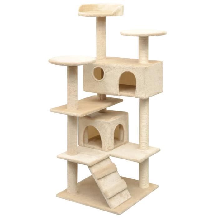 Meilleurs prix pour Arbre à chat - MOTHINESSTO - 125 cm - Beige - Bois et sisal - Avec maisons et griffoirs