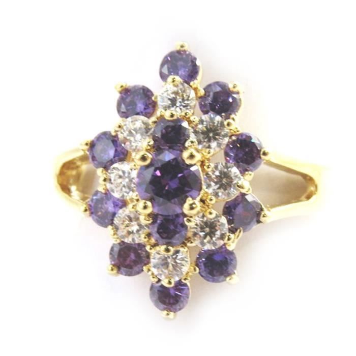 Trio de bagues zircons et fleur Améthyste Or - L'Atelier d'Amaya