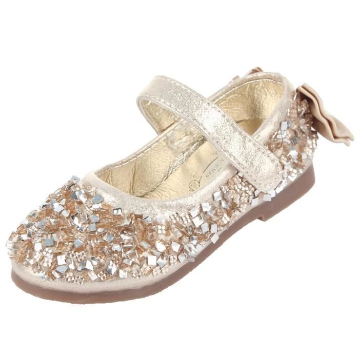 Filles chaussures de princesse en strass pailleté à semelle souple