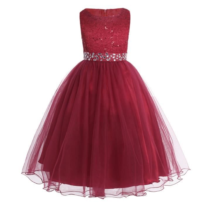 Robe de c r monie filles t Enfants Paillettes Dentelle Fleur Robe princesse De 2 14ans F te Mariage