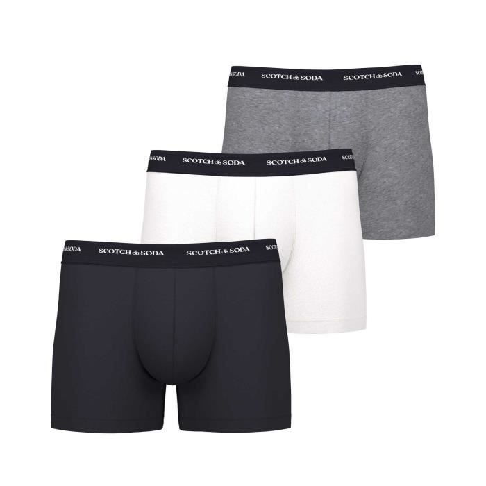 Scotch Soda Calecon Homme Paquet de 3 Noir blanc gris Cdiscount Pret a Porter