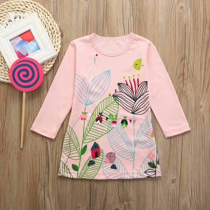 Toddler Bebe Enfant Fille Manches Longues Modele Robe Tenue Vetements Zxy80116814pk Rose Rose Achat Vente Robe Cdiscount