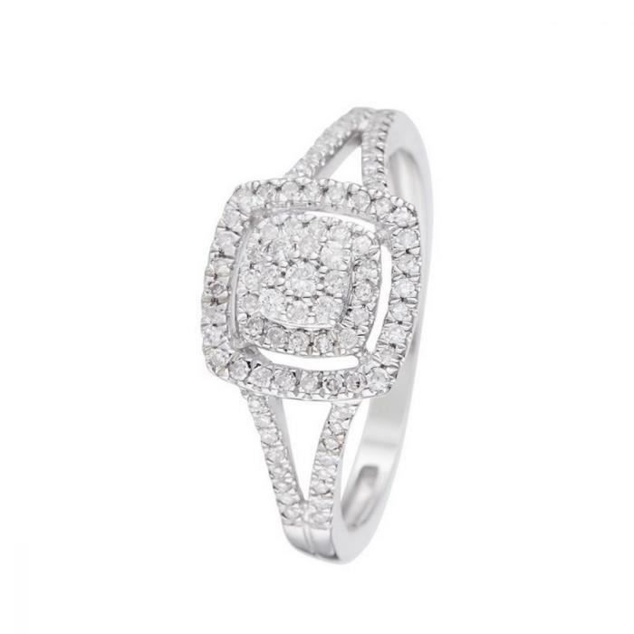 Bague Or Blanc 375 et Diamants