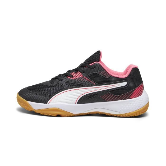 chaussures de badminton indoor enfant puma solarflash ii - noir/fire orchid//marron - 37