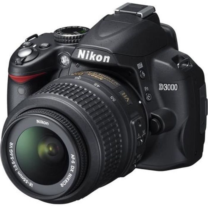 Nikon D3000 Appareil photo numérique Reflex 10.2 Mpix 3 zoom optique x objectif AF-S VR DX 18-55 mm