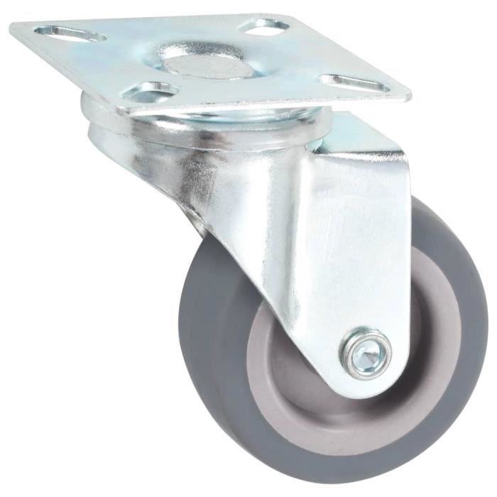HAUSEE Lot De 4 Roulettes Pivotantes M10 TPR - Charge 160 Kg, Roues 7,8 Cm Grises