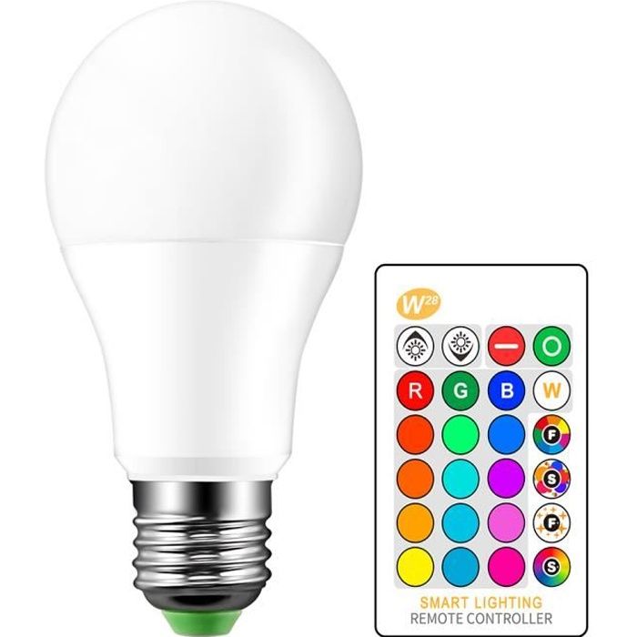 Ampoules de couleur E14 10W RGBW LED Ampoules Dimmable 16 changement de couleur Lampe lumière avec telecommande sans fil 