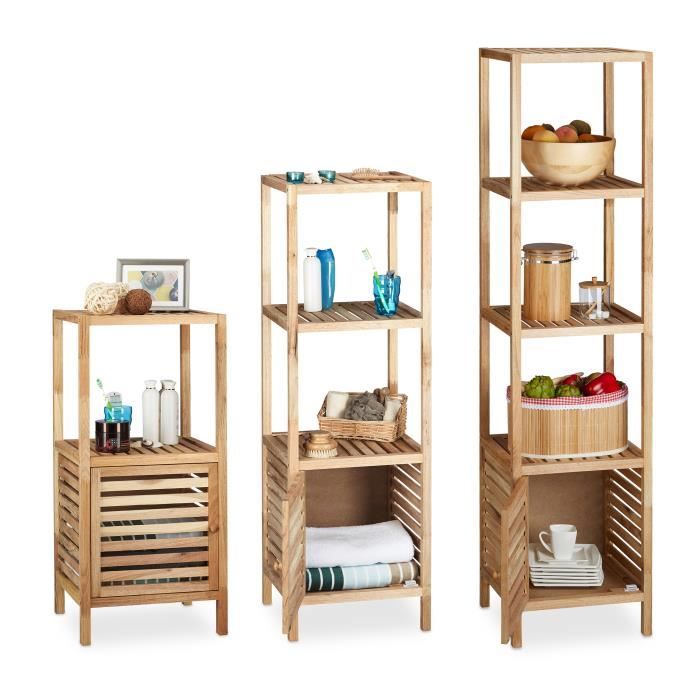 Relaxdays Etagere De Salle De Bain En Noyer Armoire En Bois Ouverte Avec Porte Plusieurs Tailles Nature 4052025964757 Achat Vente Armoire De Toilette Etagere De Salle De Bain Cdiscount