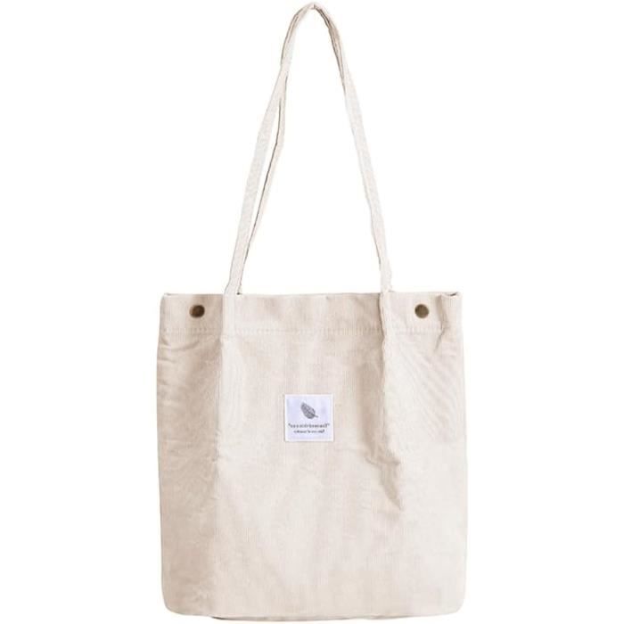 GWAWG Sac Velours Côtelé Sac The Tote Bag Femme Grand Sac Cabas Femmes Sac à BandoulièRe Sac à Main Shopper Toile Sac à Main Décontracté Réutilisable Pour Un Usage Quotidien Bureau Voyages