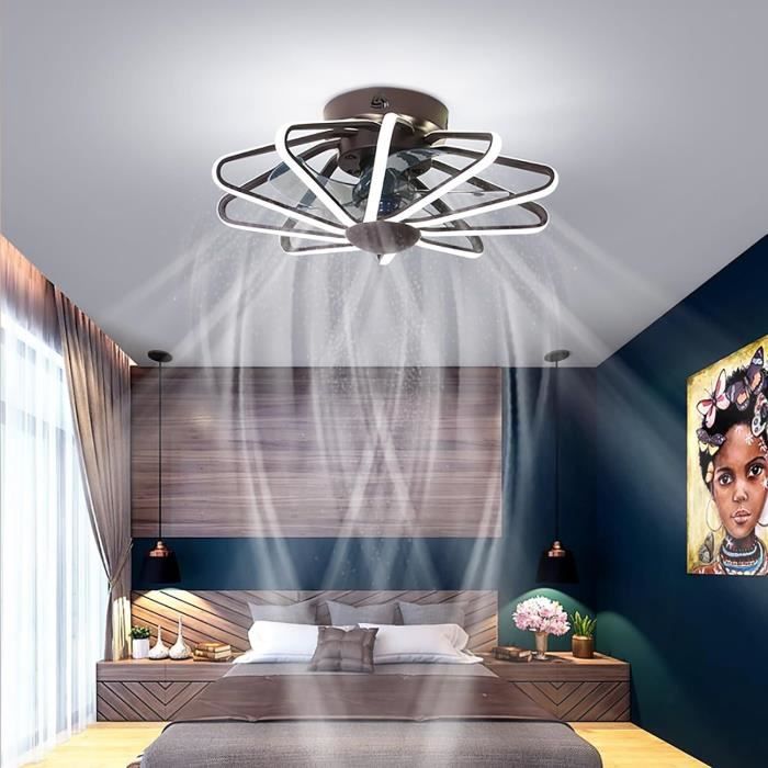 Ventilateur Plafond Avec Lumière – Télécommande, 3 Vitesses, Minuterie – Compatible Aromathérapie – Pour Chambre, Salon