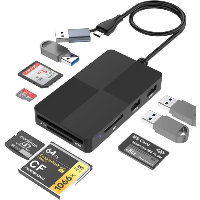 Lecteur De Cartes Ultiples USB C USB 3.0,adaptateur Hub Lecteur De