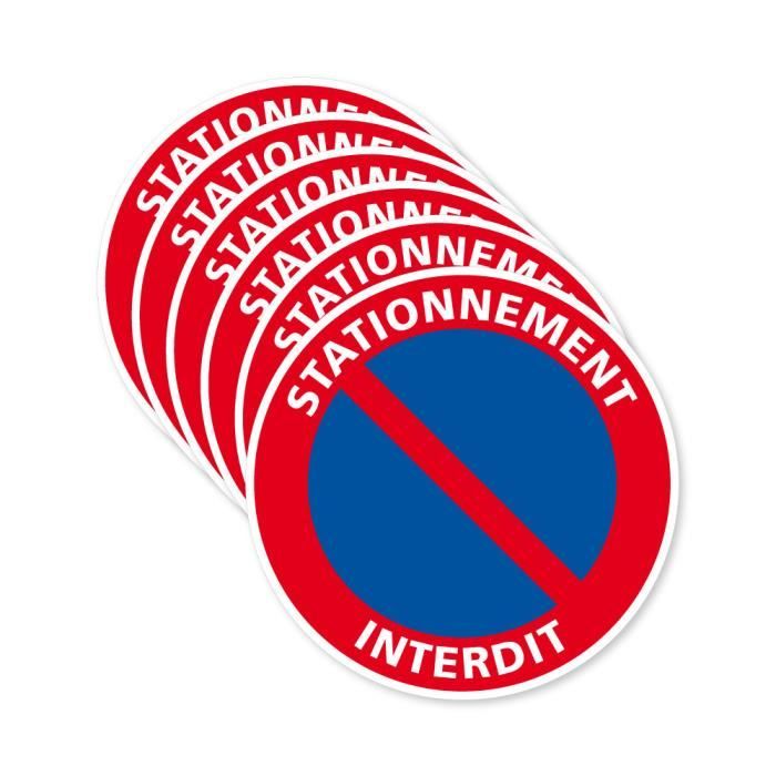 6 disques de panneaux autocollants Stationnement Interdit Papier autocollant dissuasif rond STATIONNEMENT INTERDIT