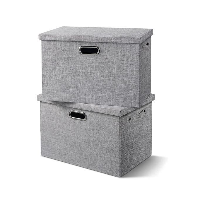 Prandom - Bac Rangement Pliable Tissu Jute 43x30x30 Cm - Storage Déco Pour Chambre, Placard, Jouets, Linge