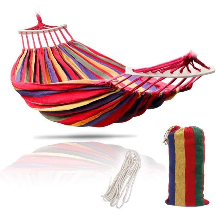 Hamac pour 2 personnes - 220 x 150 cm - Charge 300 kg - En toile et coton - Pour extérieur