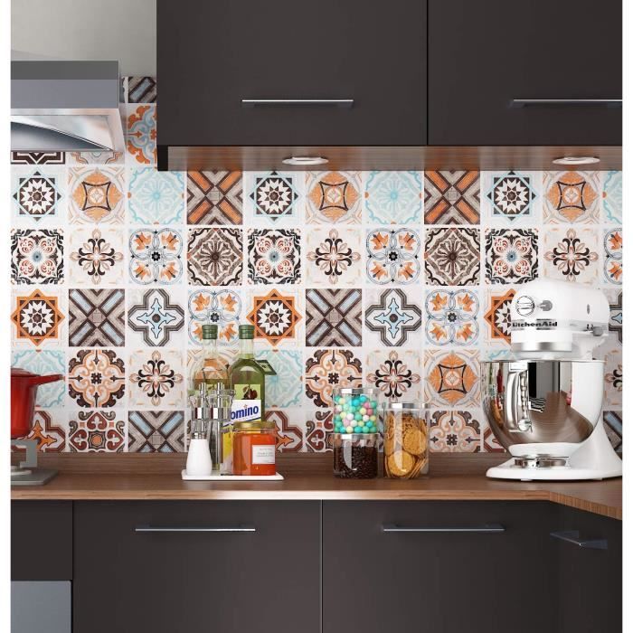 Livelynine Dalle PVC Adhesive Murale Cuisine 12 Dalles Credence