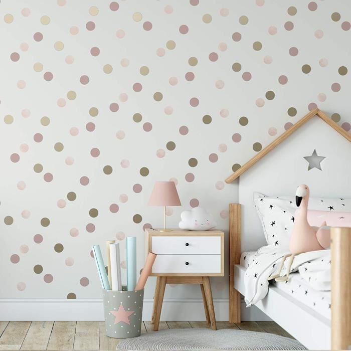 Papier Peint à Pois Gris Et Blanc - 10 Mètres, Largeur 53 Cm, Non-tissé, Neuf