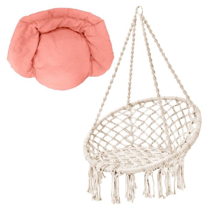 svita carrie fauteuil suspendu avec cadre style boho à suspendre avec coussin rose