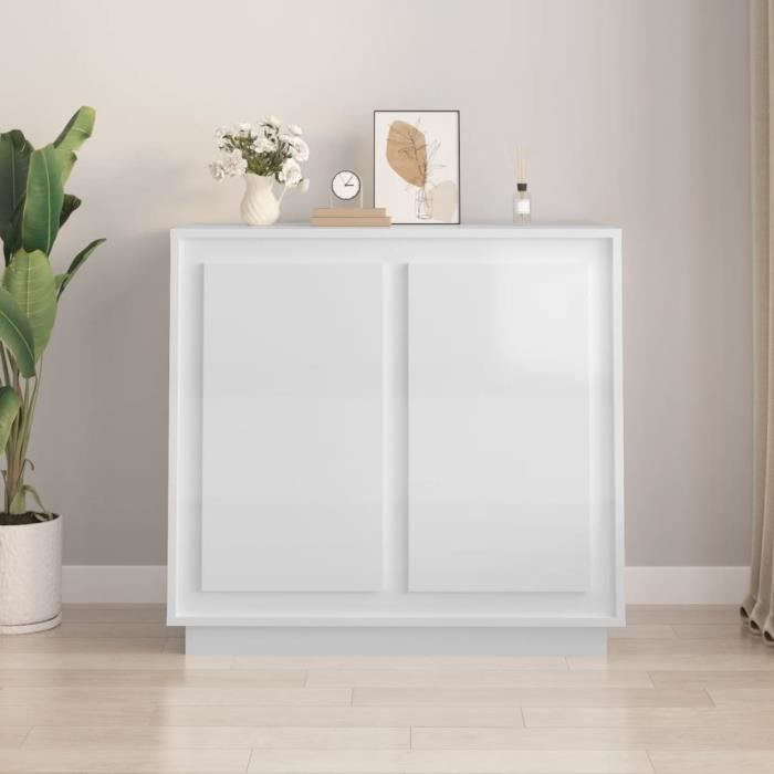 Buffet Yoel, Buffet de salon, Buffet de salon avec 4 portes et 3 tiroirs, 220x44h86 cm, Blanc