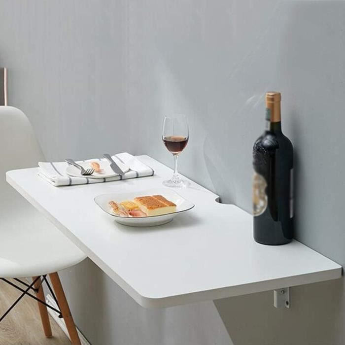 Table Murale Pliante Blanche 120x40 Cm - Bureau, Buanderie, Cuisine - Support Jusqu'à 68 Kg - 3