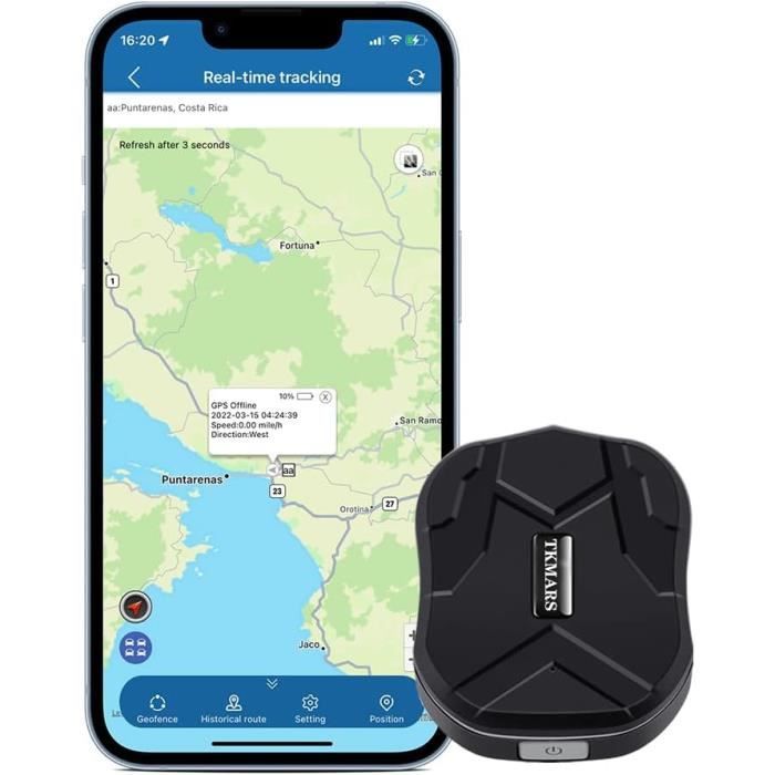 Mini Traceur GPS 4G TK901 - Tracker Voiture Moto Vélo Enfants Valise Sans Abonnement, Suivi Temps Réel APP + SMS