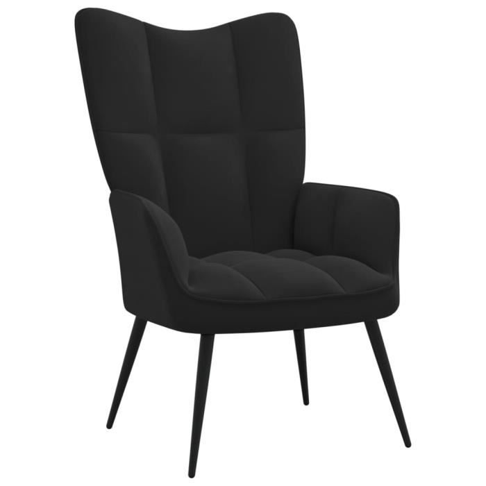 Chaise de relaxation Moderne - Fauteuil Salon Noir Velours 84Kg FR2023
