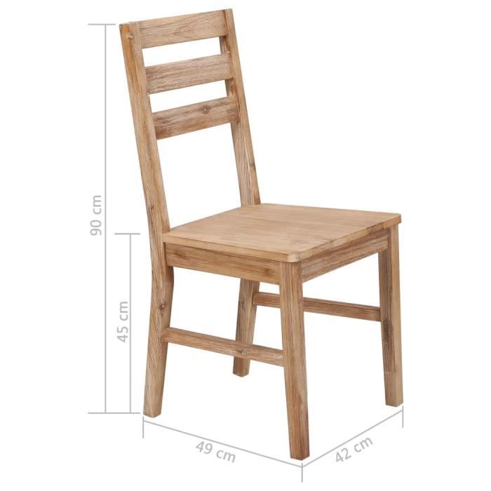 chaises de salle à manger en bois d'acacia massif - vingvo - lot de 2 - marron - style campagne