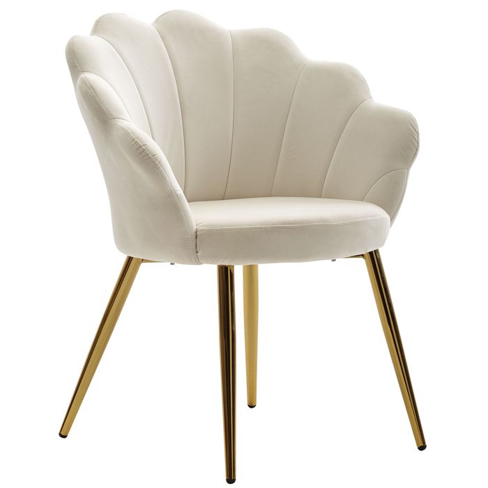 WOHNLING chaise de salle à manger tulipe velours blanc chaise de cuisine rembourrée chaise coquille WOHNLING chaise de salle à manger tulipe velours blanc chaise de cuisine rembourrée chaise coquille