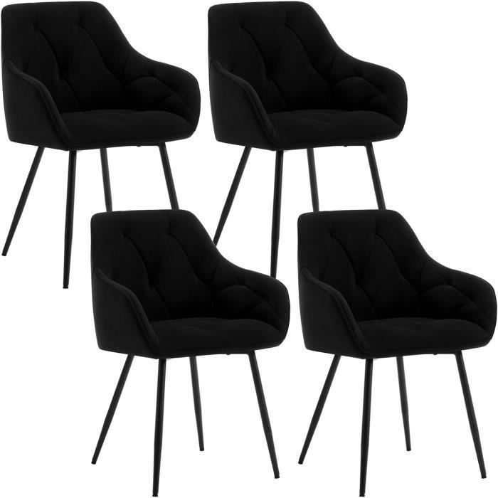 WOLTU Lot de 4 Chaises de Salle à Manger Ergonomique Chaise de Cuisine en Velours Rembourrée Pieds en Métal Noir W0ATT0143-4 WOLTU Lot de 4 Chaises de Salle à Manger Ergonomique Chaise de Cuisine en Velours Rembourrée Pieds en Métal Noir W0ATT0143-4