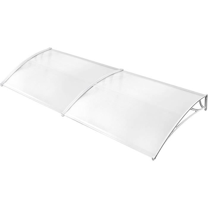 Marquise Auvent De Porte D'entrée 200x80cm Avec Support Central - Polycarbonate Transparent Anti Uv Gris Vounot 84617294