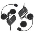 Excelvan V6 Interphone Moto Bluetooth Lot de 2 Intercom Haut-parleurs Talkie-walkie sans Fil Communication Casque 6 Riders Noir-1