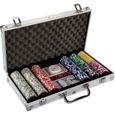 Coffret de Poker Ultime - 300 jetons lasers 12 g avec insert en métal - 2 jeux de cartes - 5 dés - 1 jeton dealer - Mallette en-1