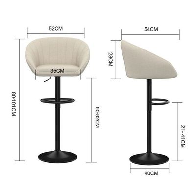 Lot De 2 Tabourets Coiffure Avec Dossier PIPIPOXER - Siège Roulant Pivotant Réglable 47-61,5 Cm