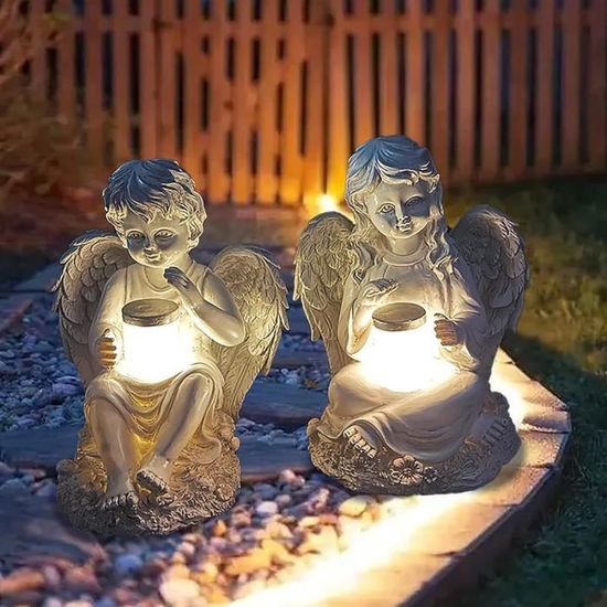 Statuette ange gardien de jardin, lumières solaires en résine, décoration  de jardin pour l'extérieur et cadeaux commémoratifs [1418] - Cdiscount  Maison
