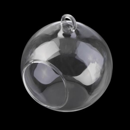 Photophore En Verre Sphérique à Suspendre - Terrarium, Vase, Bougeoir - Taille 6 à 20 Cm - Verre Transparent