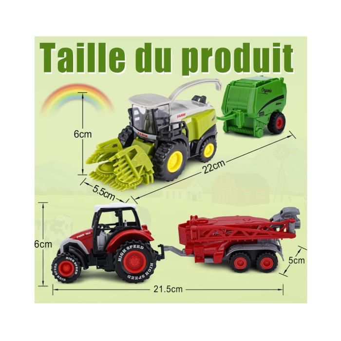 VBACALA Die-Cast Tracteur Jouet,Tracteur avec remorque Moissonneuse-batteuseJouet Set,Véhicule