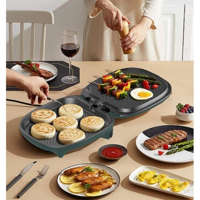 Poêle à Frire Électrique 1200W Double Face - Crêpière Intelligente 30mm Profonde Avec 16 Menus