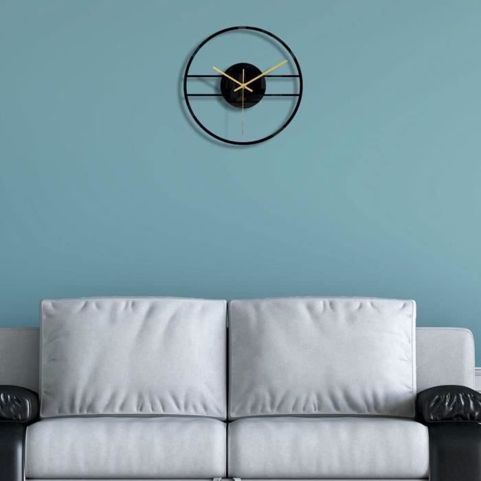 Horloge Murale Aurora Boréale 30 Cm - Verre Trempé, Chiffres Dorés, Mouvement Silencieux, Design Moderne Or/Noir