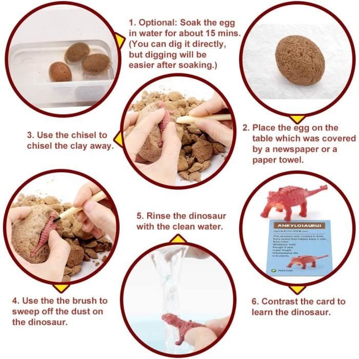 VATOS Kit De Fouille œufs Dinosaure 12 Pièces - Découvre 12 Dinos Différents, Jouet Archéologie STEM Pour Enfants 6 Ans+