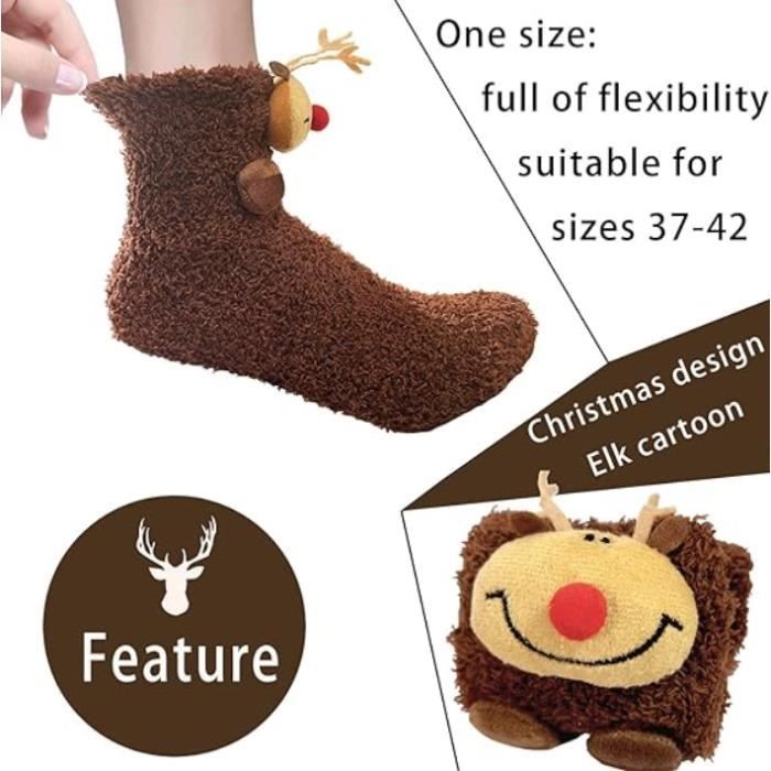 Chaussettes Antidérapantes Hiver Homme ZAKASA - Fourrées Sherpa, Chaudes, 1 Paire