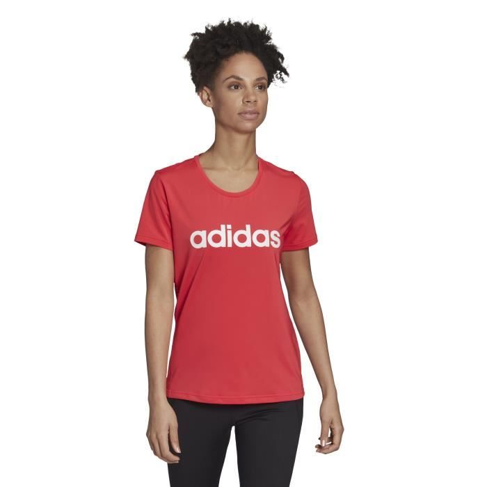 T shirt femme ADIDAS Design 2 Move Logo Rose Coupe slim Matiere Climalite Rose vif blanc Cdiscount Sport