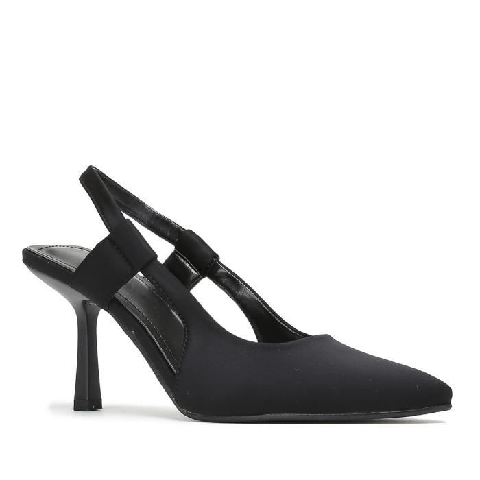 Escarpins noirs bride en tissu pour femme Talon aiguille de 8