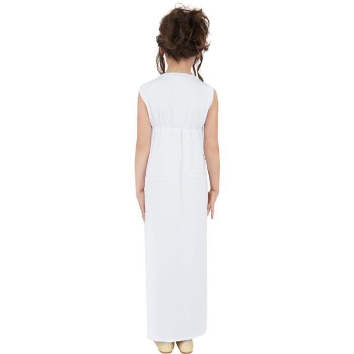 Costume Déesse Grecque Romaine Pour Fille – Robe Blanche Avec Surplis Rouge – Bandeau Laurier Et Bracelet – Tailles 4 à 12 Ans – Lito Angels